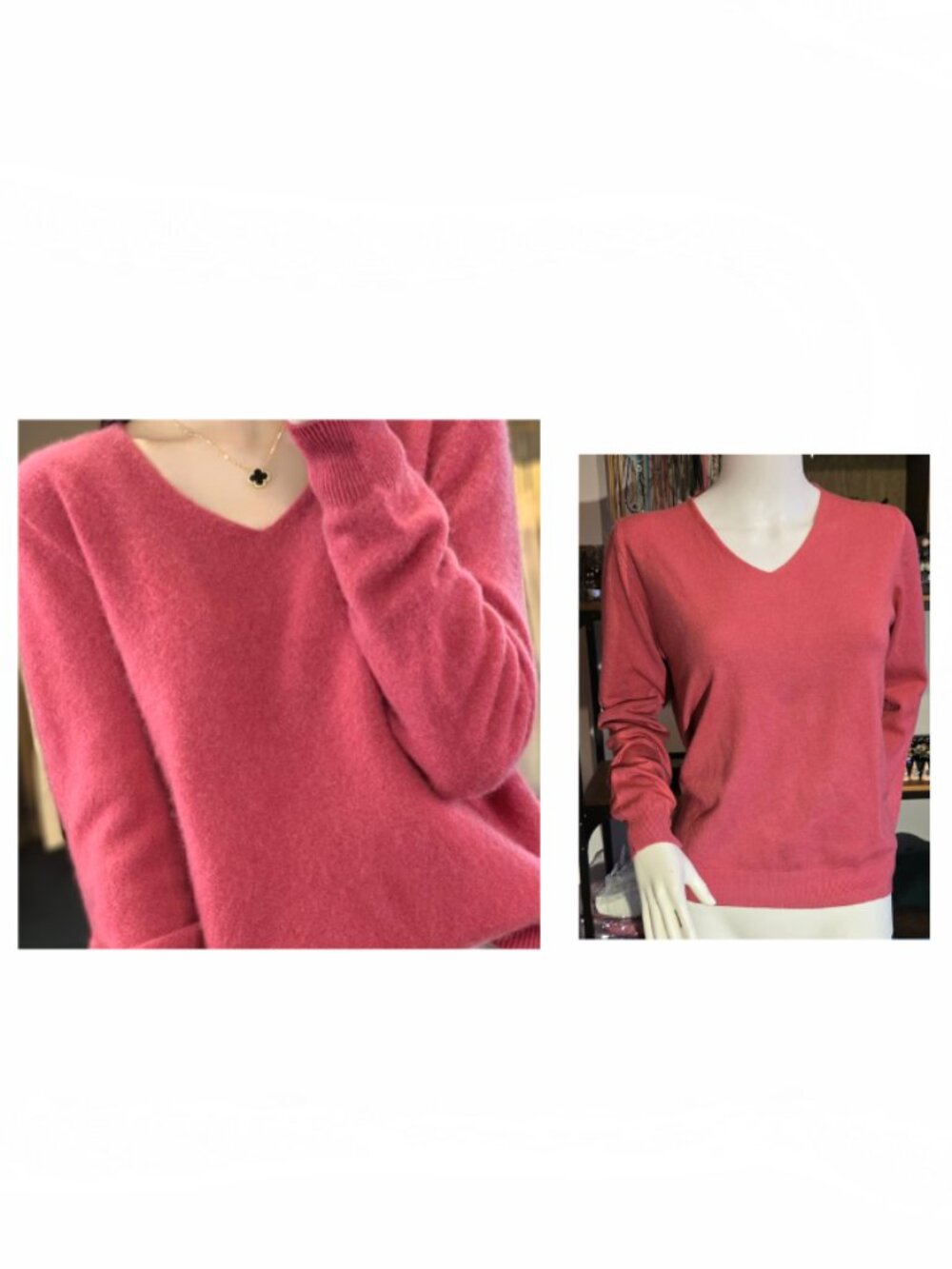 New NWOT Pink V-Neck Cashmere Sweater Medium